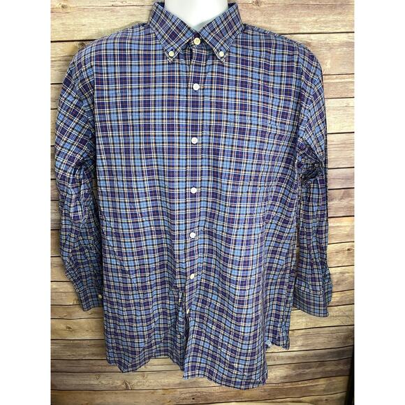 Peter Millar Plaid Button-Down Shirt Size Large Stretch Cotton Blend Long Sleeve - Picture 1 of 7